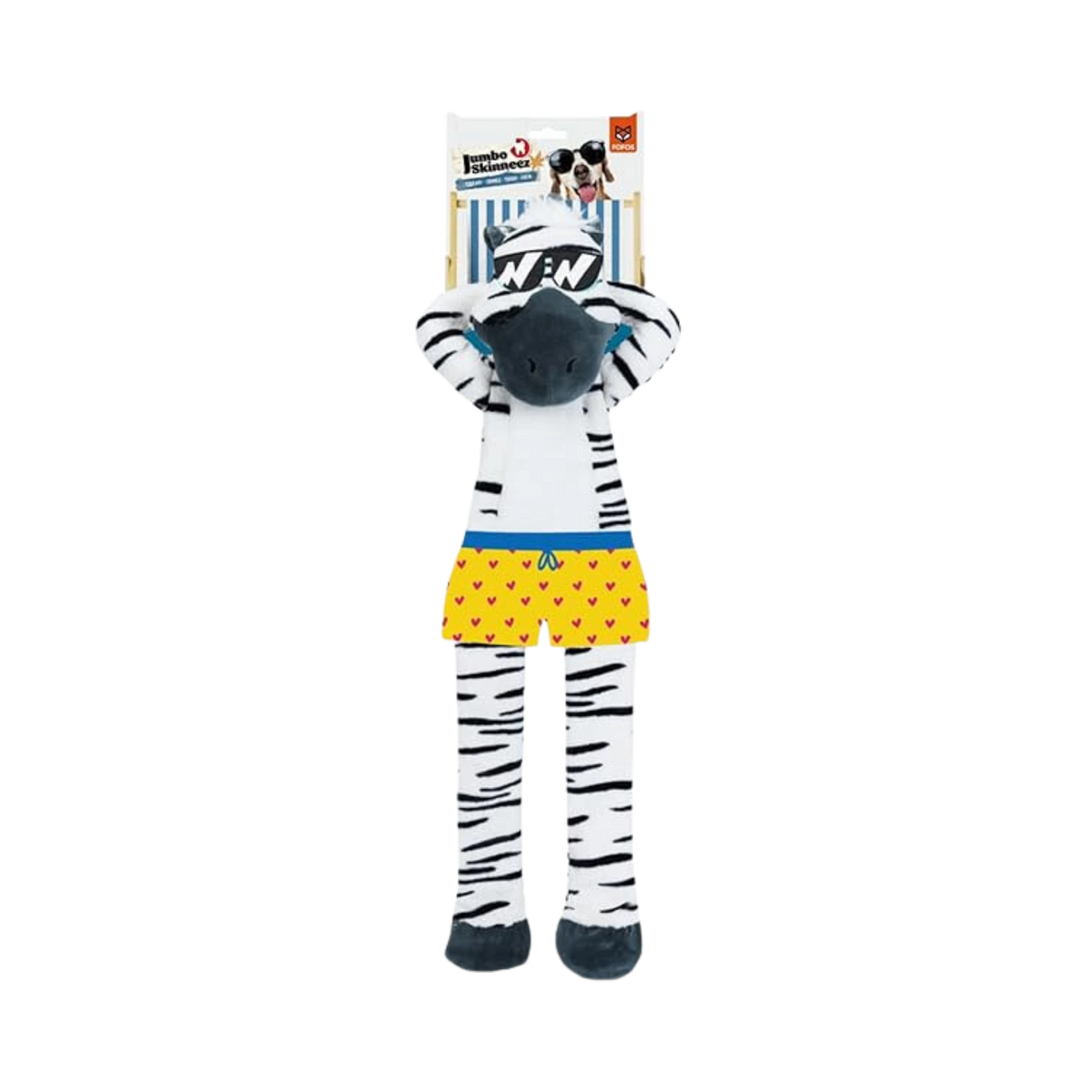 Fofos Safari Flap Zebra Dog Toy, Large - Animeal