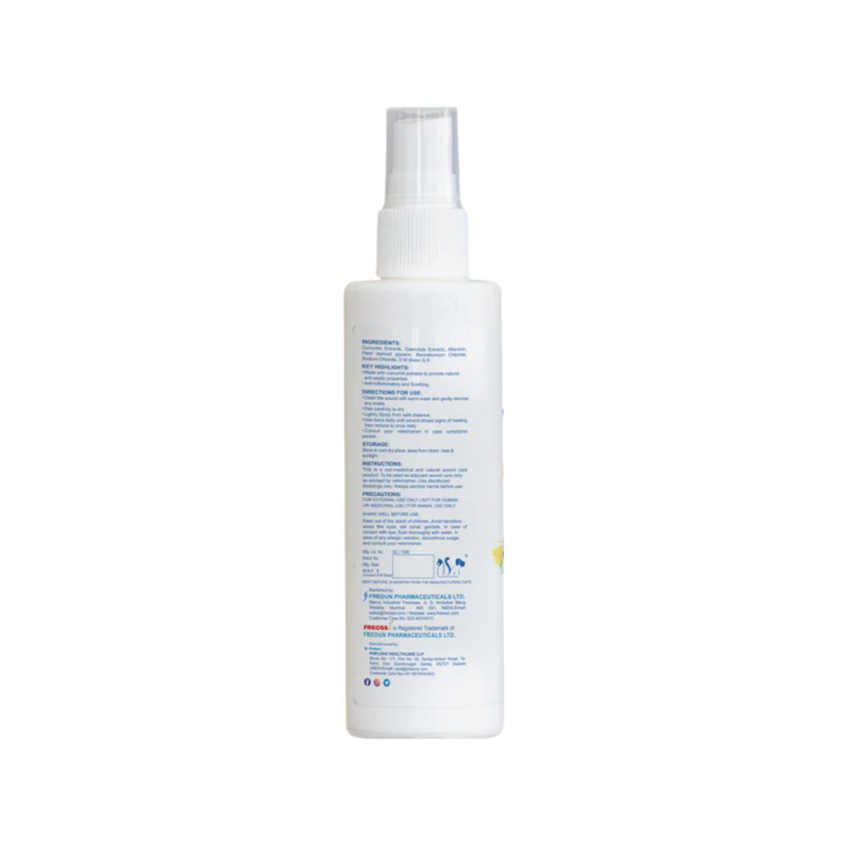 Fredunvet Freossi Wound Healing Spray for Dogs and Cats, 100ml - Animeal