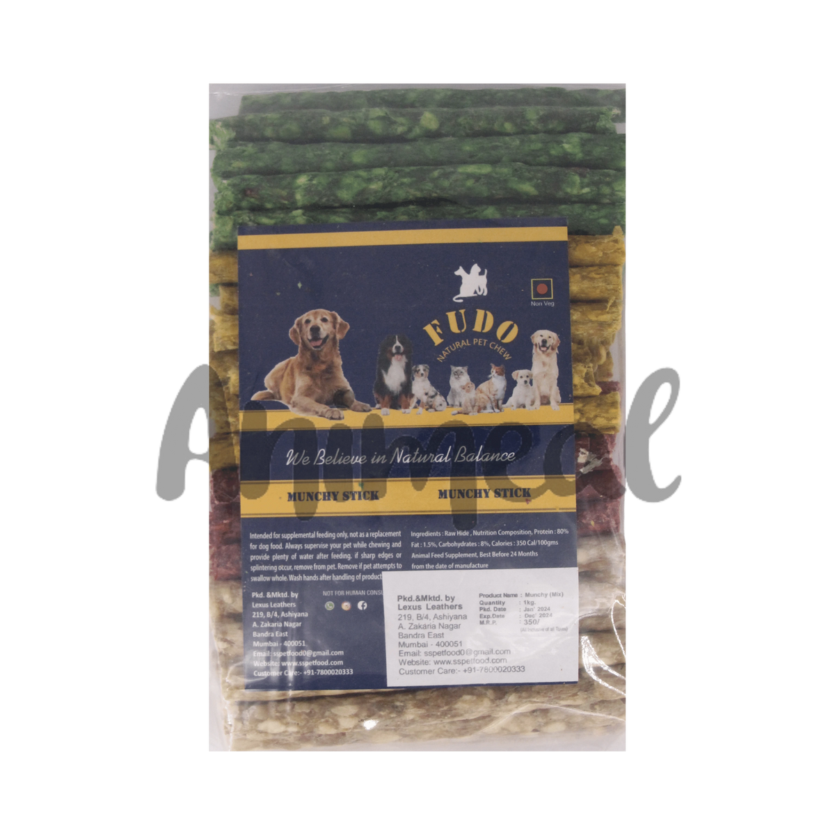 Fudo Munchy Mix Sticks Dog Chew 1kg - Animeal
