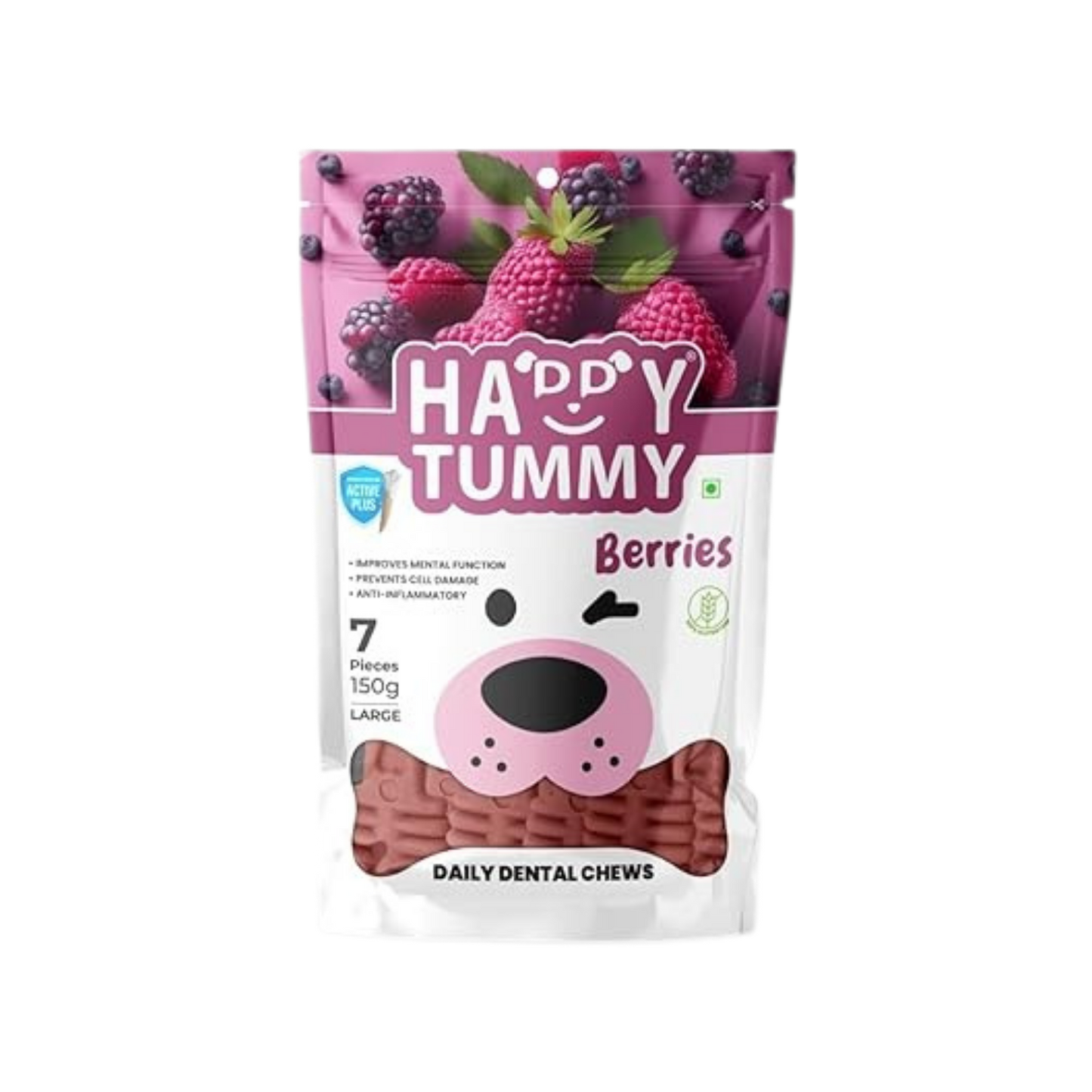 GNAWLERS HAPPY TUMMY DENTAL CHEW BERRIES TREAT (L) - Animeal