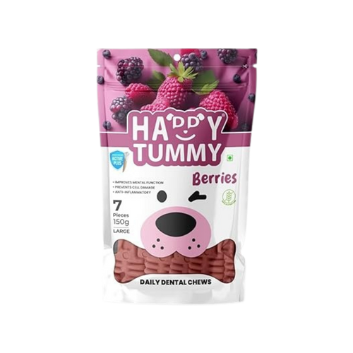 GNAWLERS HAPPY TUMMY DENTAL CHEW BERRIES TREAT (L) - Animeal