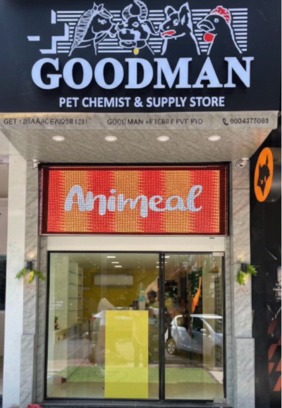 Goodman Pet Chemist & Supply Store with Animeal sign above the entrance