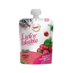Gnawlers Lick N Likable Salmon and Cranberry Treat Cat Treats, 100g - Animeal