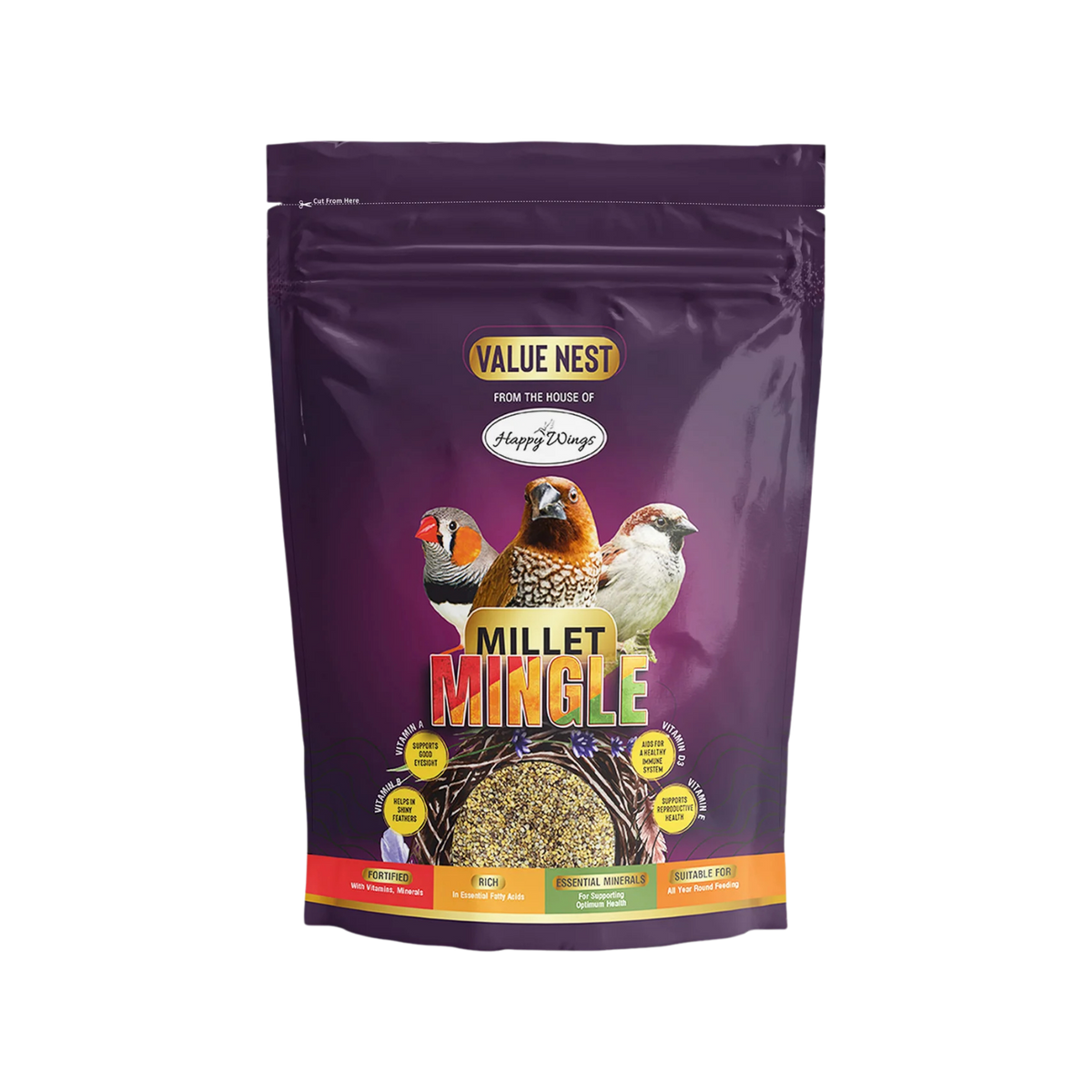 Happy Wings Millet Mingle Dry Dog Food, 1kg - Animeal