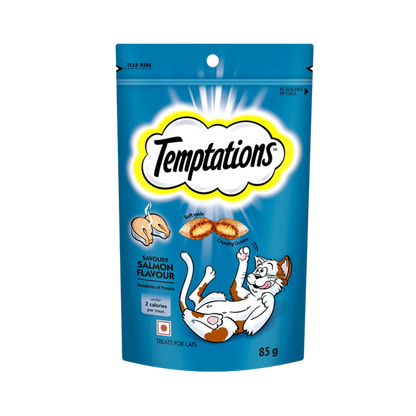 TEMPTATIONS SALMON CAT CRUNCHY TREAT 85GM