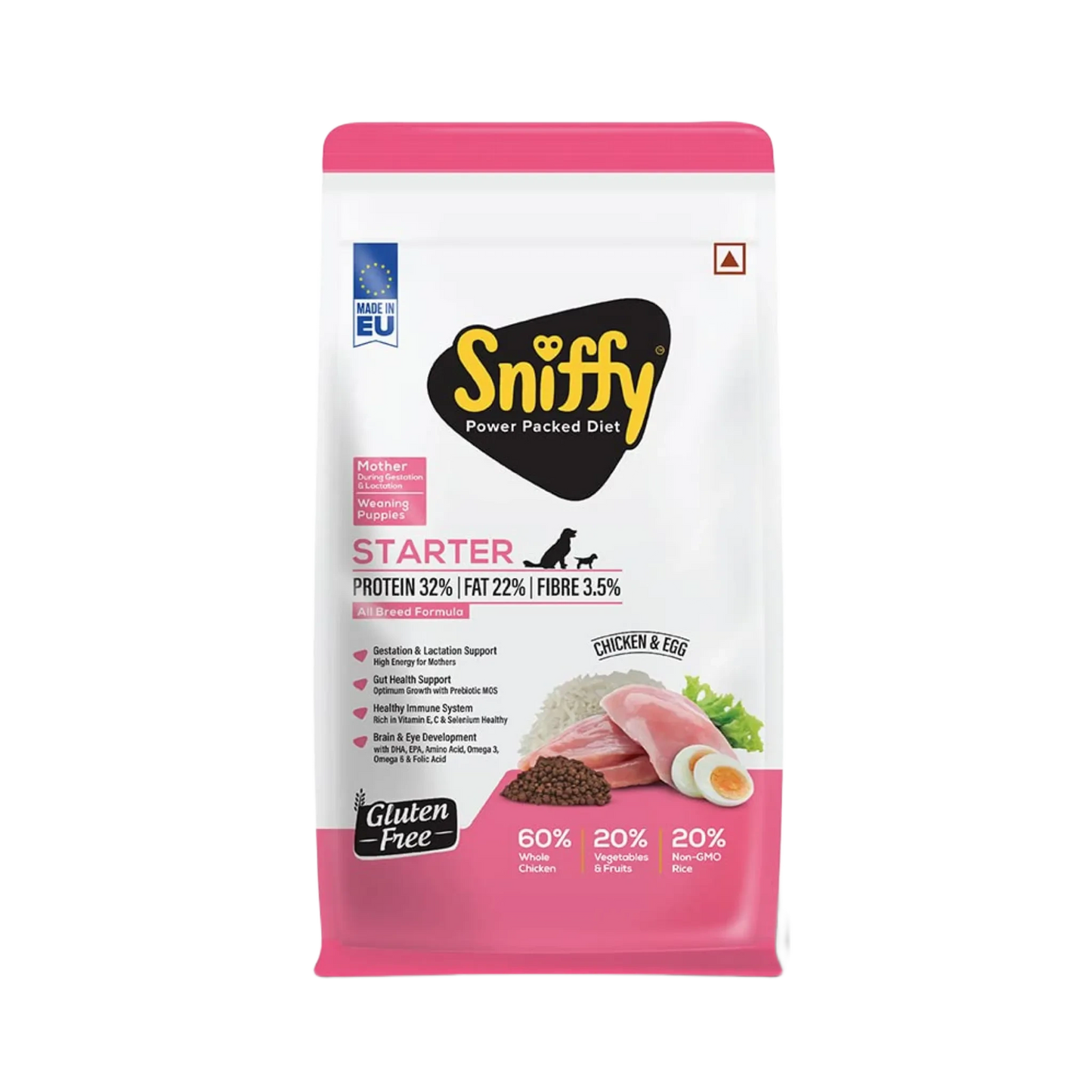 SNIFFY STARTER CHIC & EGG DRY FOOD (M) 3KG