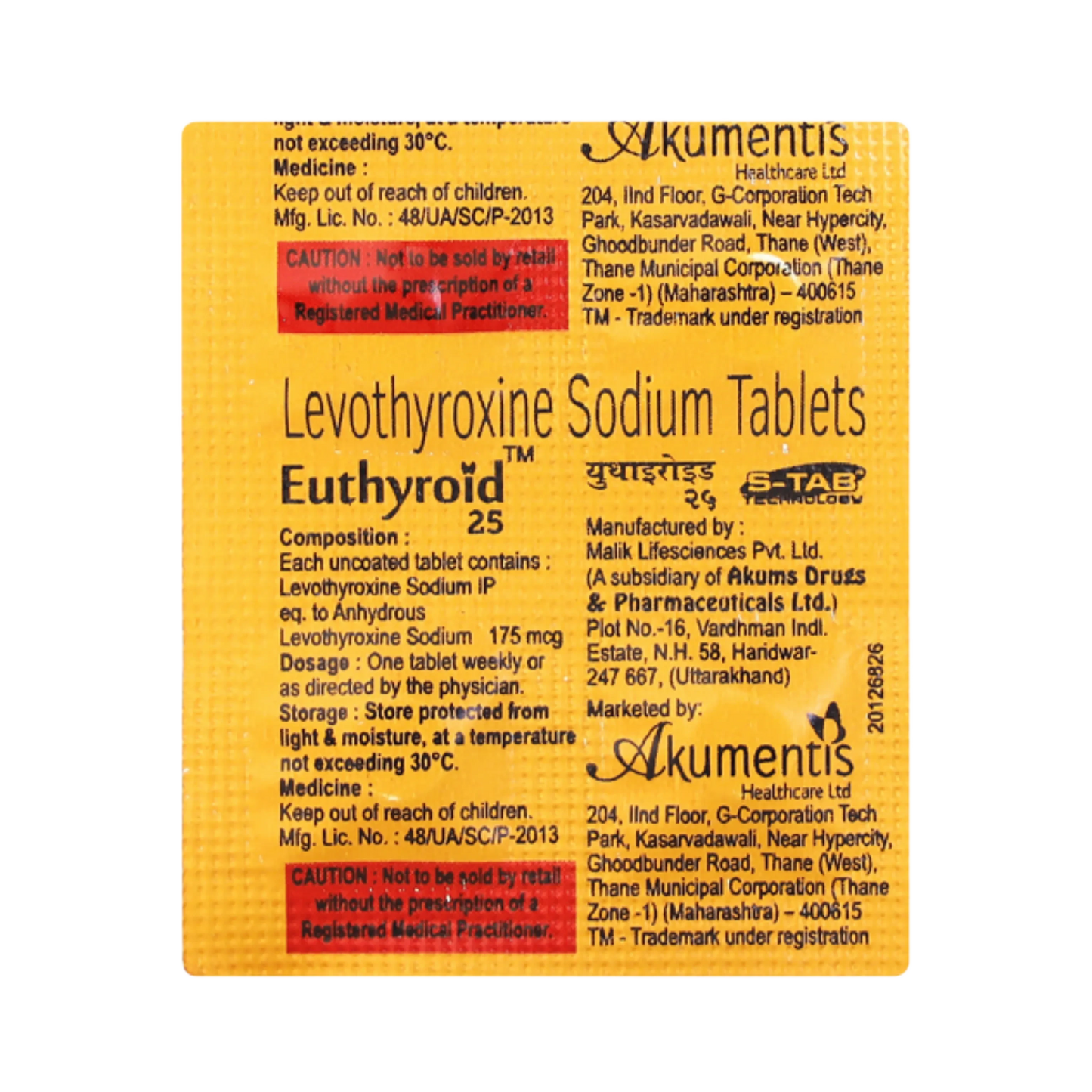 EUTHYROID 25 TAB 4TAB