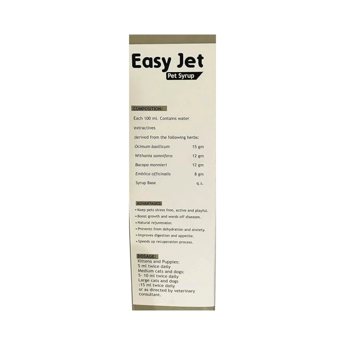 EASY JET PET SYRUP 200ML