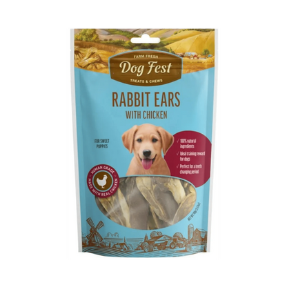 DOGFEST RABBIT EARS WITH CHICKEN TREATS 90GM
