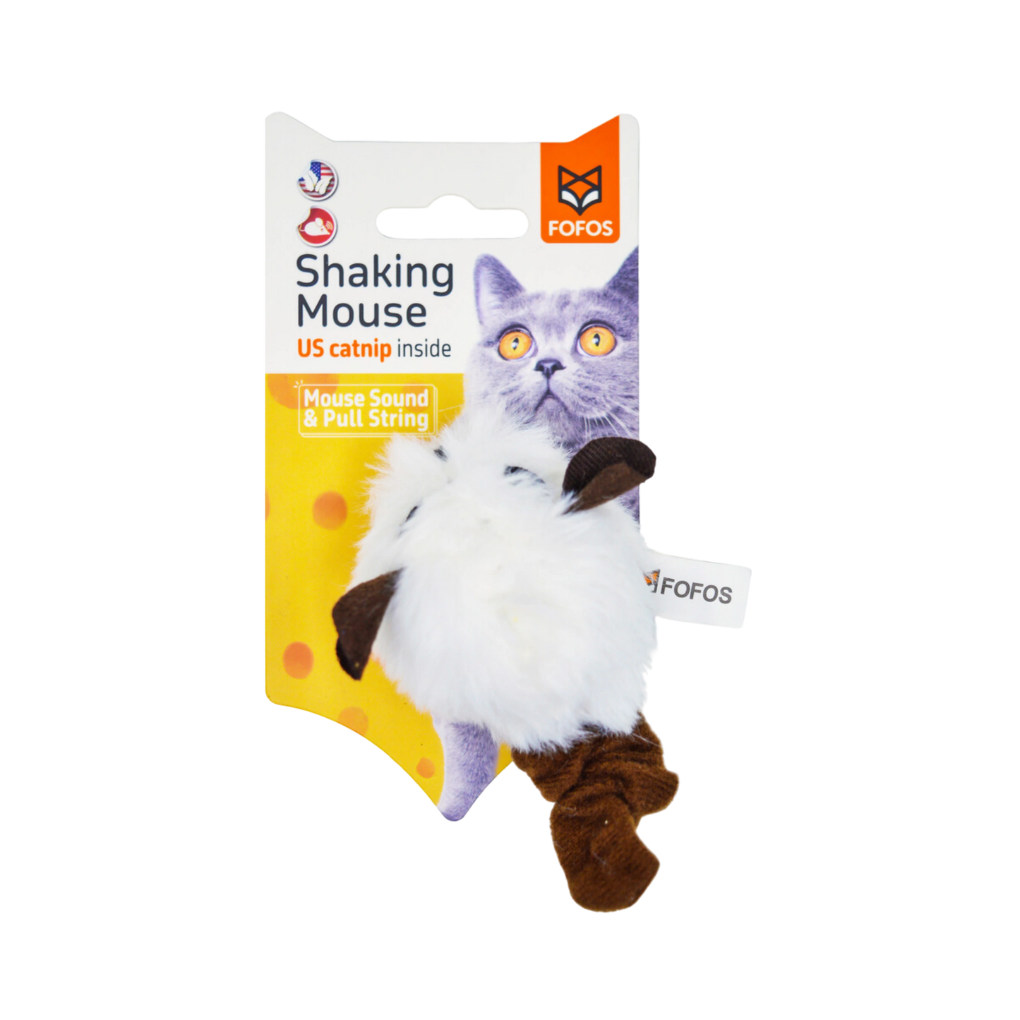 FOFOS PULL STRING & SOUND CHIP MOUSE WHITE - Animeal