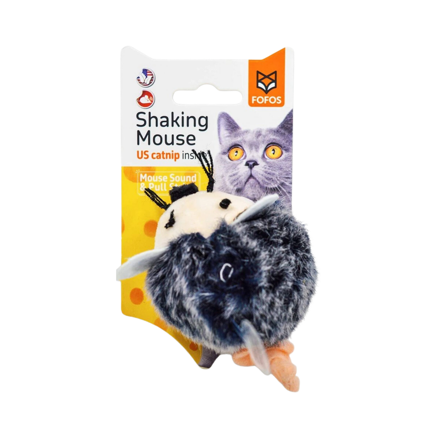 FOFOS PULL STRING & SOUND CHIP MOUSE GREY 1PC