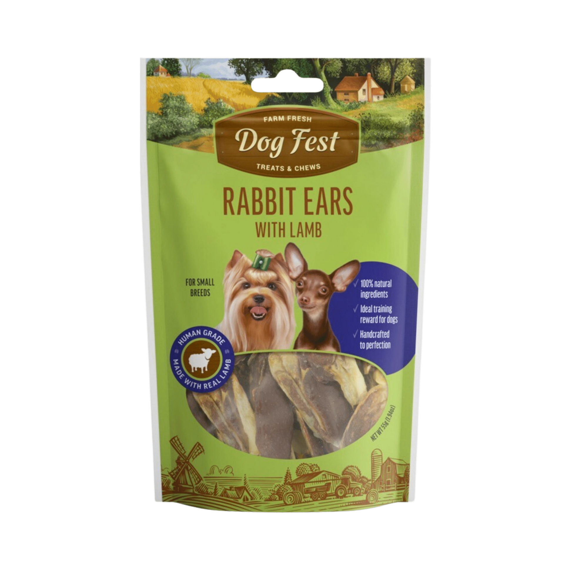 DOGFEST RABBIT EARS WITH LAMB 45GM