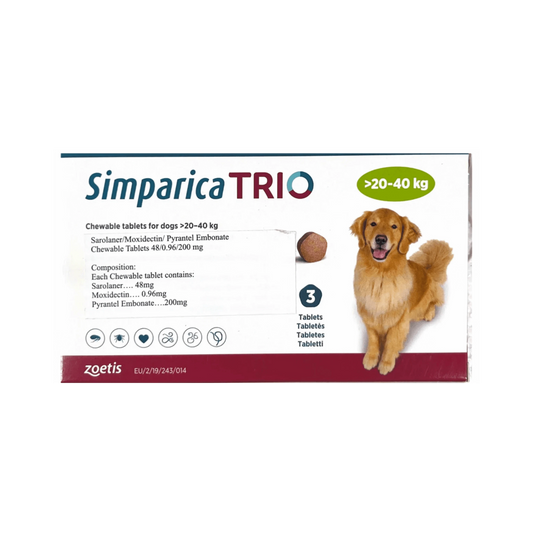 SIMPARICA TRIO (20KG TO 40KG) TABLET - Animeal