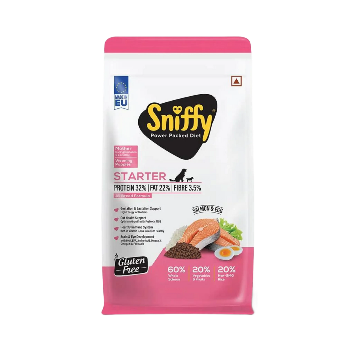 SNIFFY STARTER SALMON & EGG DRY FOOD (M) 3KG