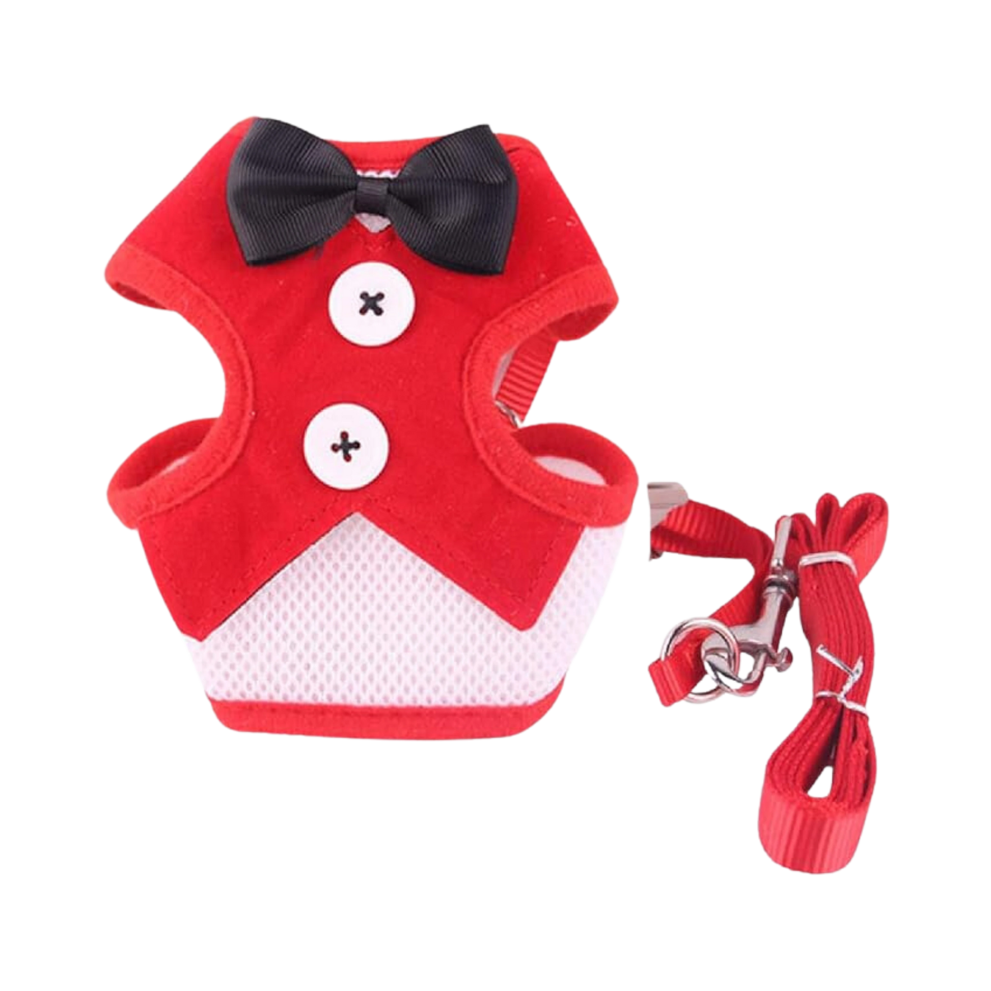 WW TOYBREED TUXIDO HARNESS WITH LEASH RED (M) MEDIUM