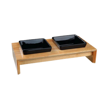 BOWL SET CERAMIC WOOD BLACK - Animeal