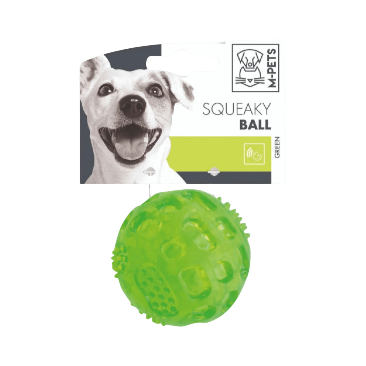 M-PETS SQUEAKY BALL GREEN 1PC