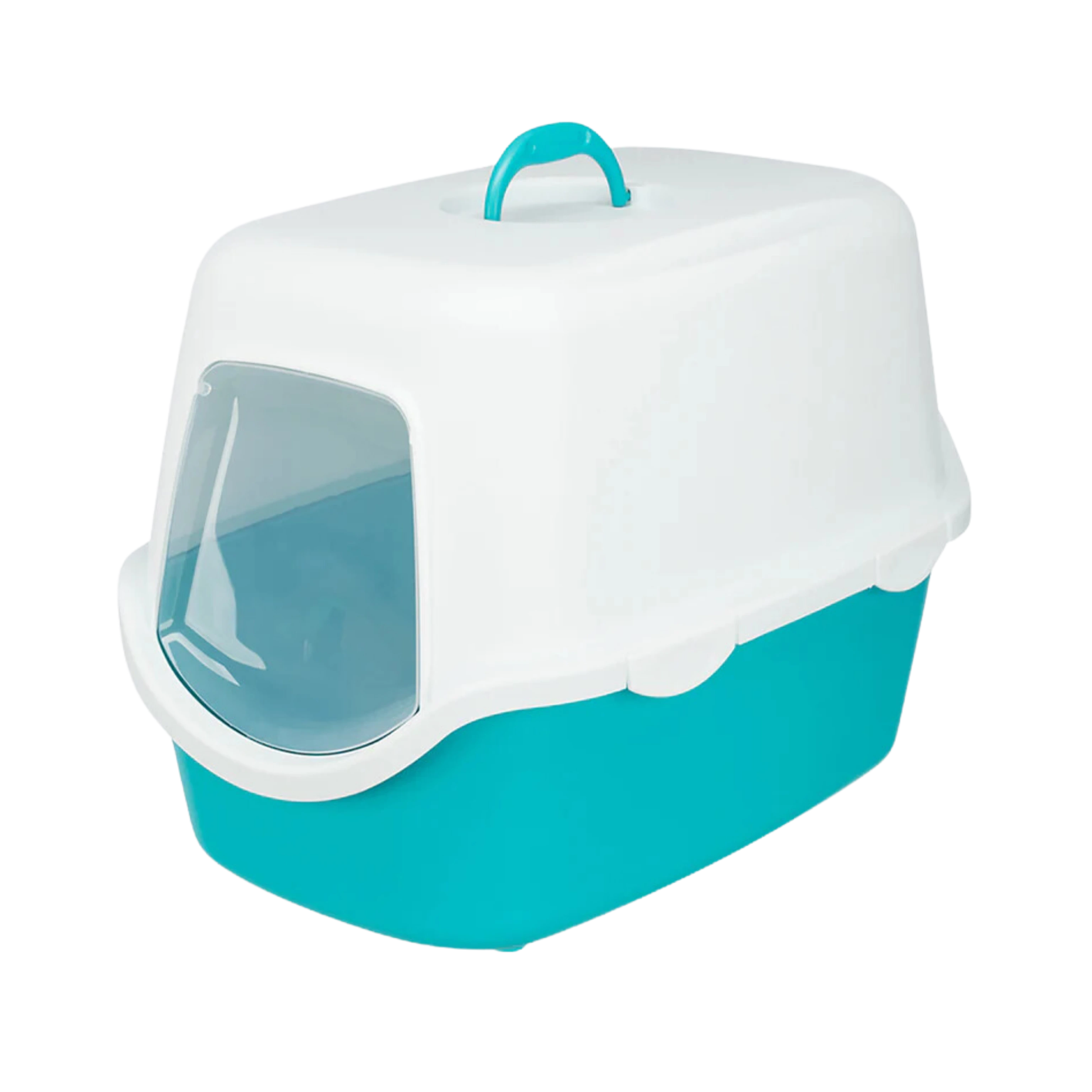 Vico Cat Litter Tray With Dome Turquoise & White - Potty Articals ...