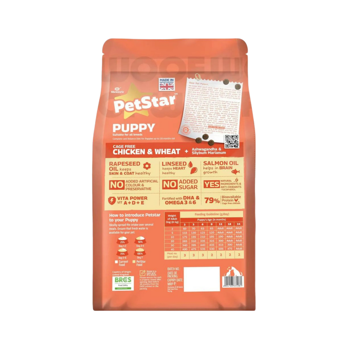 PETSTAR PUPPY CHIC & WHEAT DRY FOOD (M) 3KG