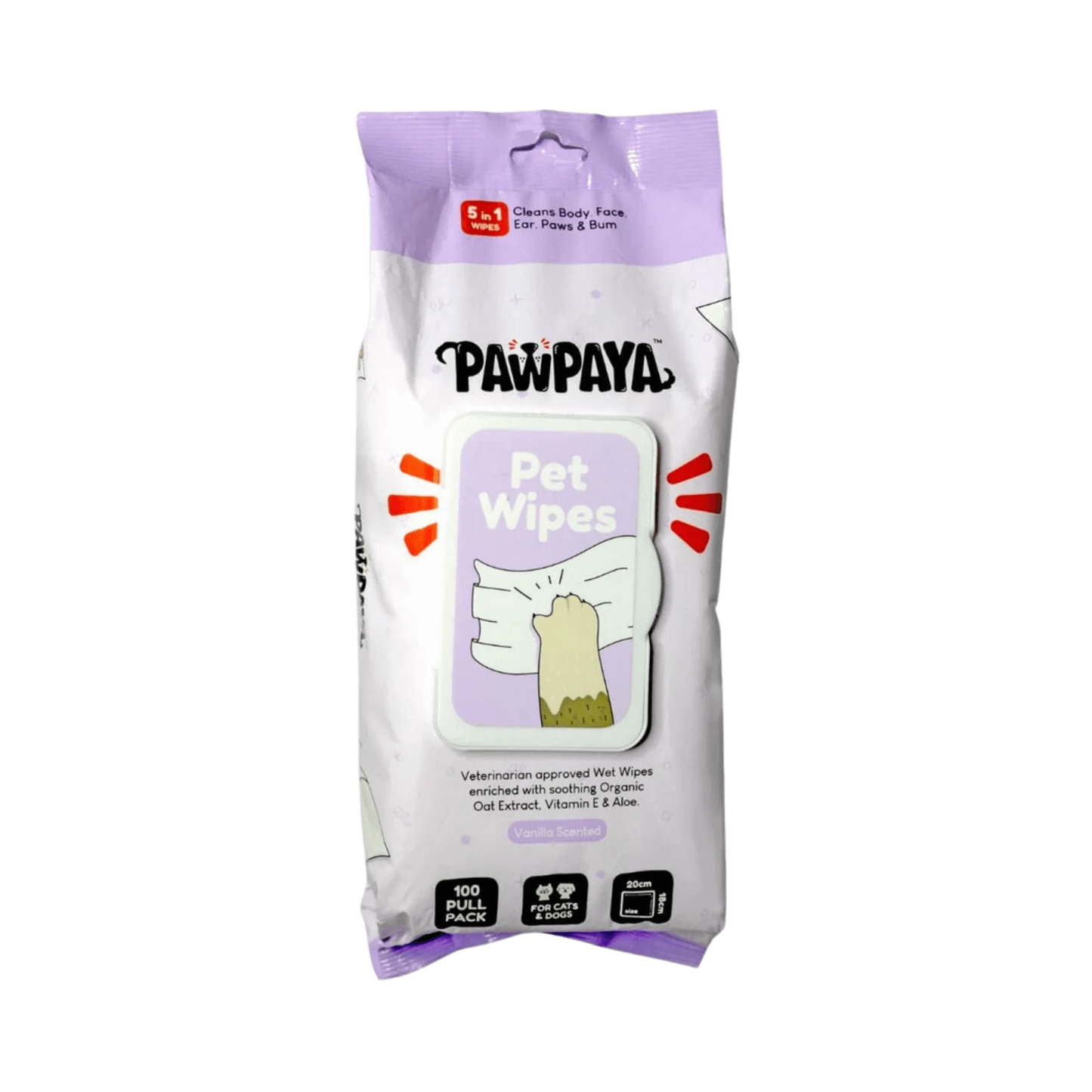 PAWPAYA PET WIPES 20 X 18CM