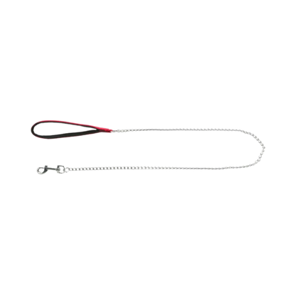 TRIXIE CHAIN LEASH WITH LYLON HAND LOOP RED 4MM