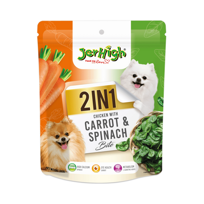 JERHIGH CARROT & SPINACH 2IN1 TREAT 380GM