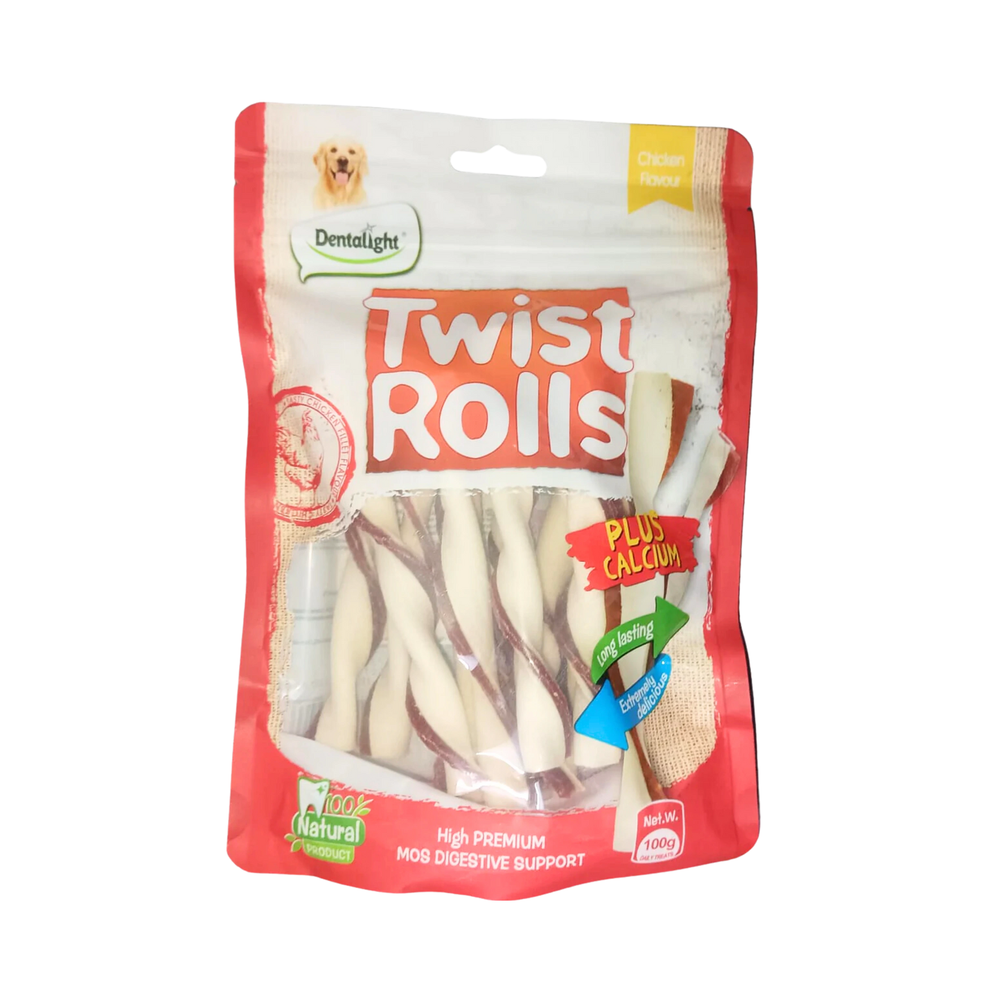 GNAWLERS DENTALIGHT TWIST CHIC ROLL 100GM