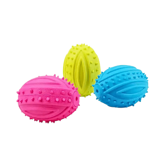 CANINE CREW RUBBER SQUEAKY RUGBY TOY
