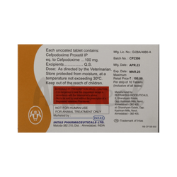 Intas Cefpet Cefpodoxime Tablets for Dogs and Cats, 10 Tablets - Animeal