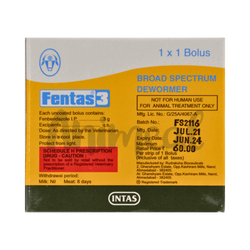 Intas Fentas-3 Fenbendazole 3g Bolus for Cattle, 1 Bolus - Animeal