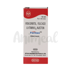 Intas Feritas Iron Sucrose Injection for Animals, 10ml - Animeal