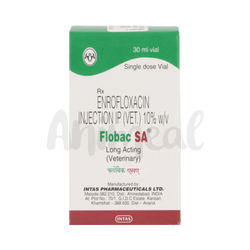 Intas Flobac SA Enrofloxacin Injection, 30ml - Animeal