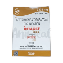 Intas Intacef Tazo 3375mg Ceftriaxone Tazobactam Injection, 1 Vial - Animeal