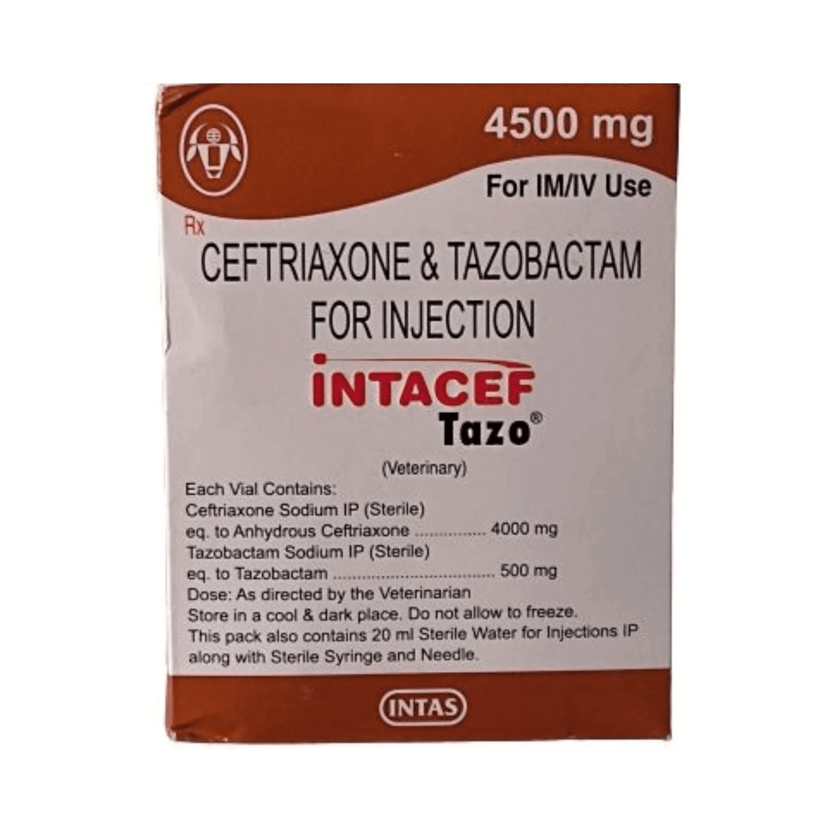 Intas Intacef Tazo 4500mg Ceftriaxone Tazobactam Injection, 1 Vial - Animeal