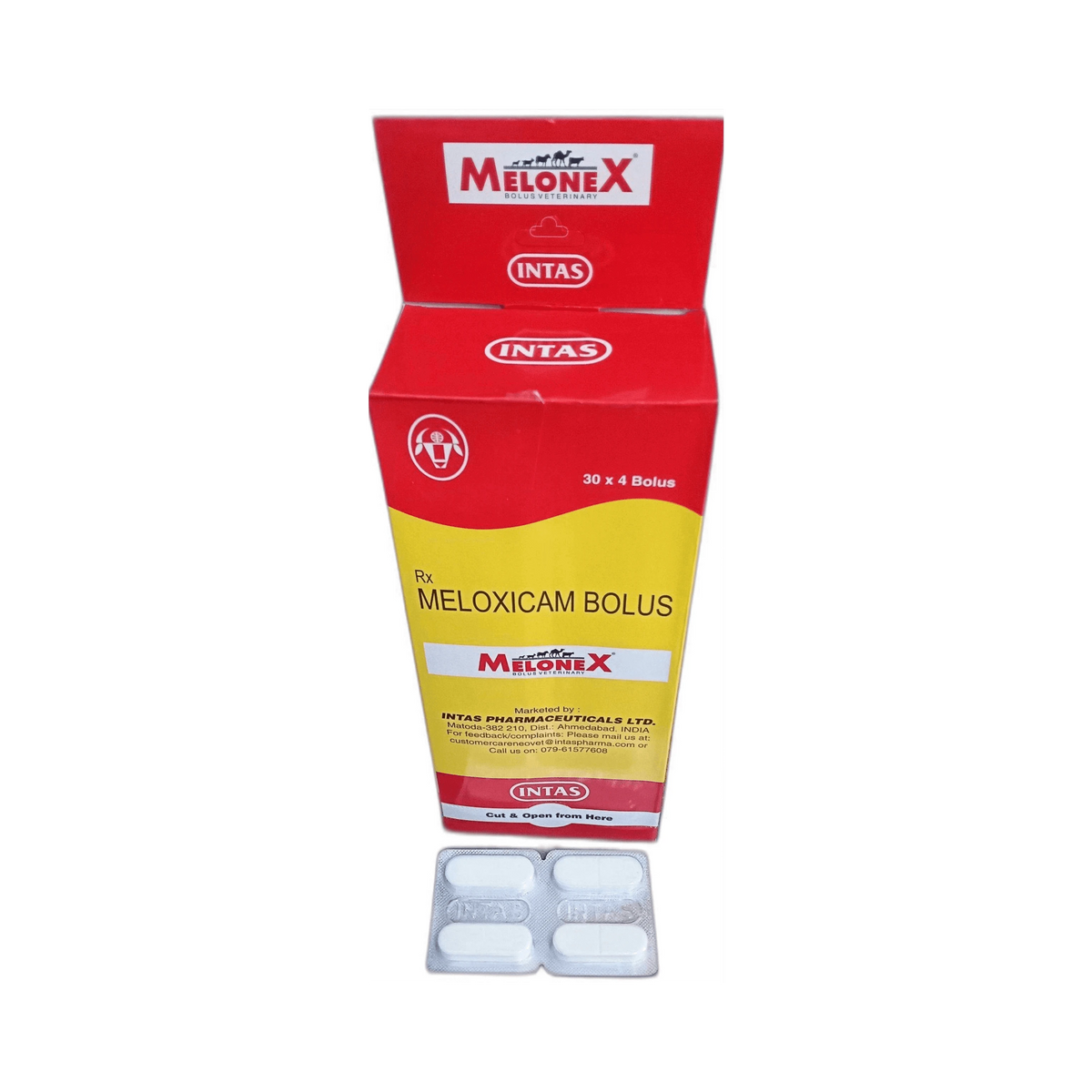 Intas Melonex Meloxicam Bolus for Cattle, 4 Boluses - Animeal