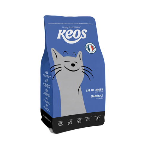 Keos Adult and Kitten Seafood Dry Cat Food, 1.5kg - Animeal