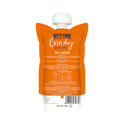 Kitty Yums Creamy Lickable Chicken Cat Treats, 80g - Animeal
