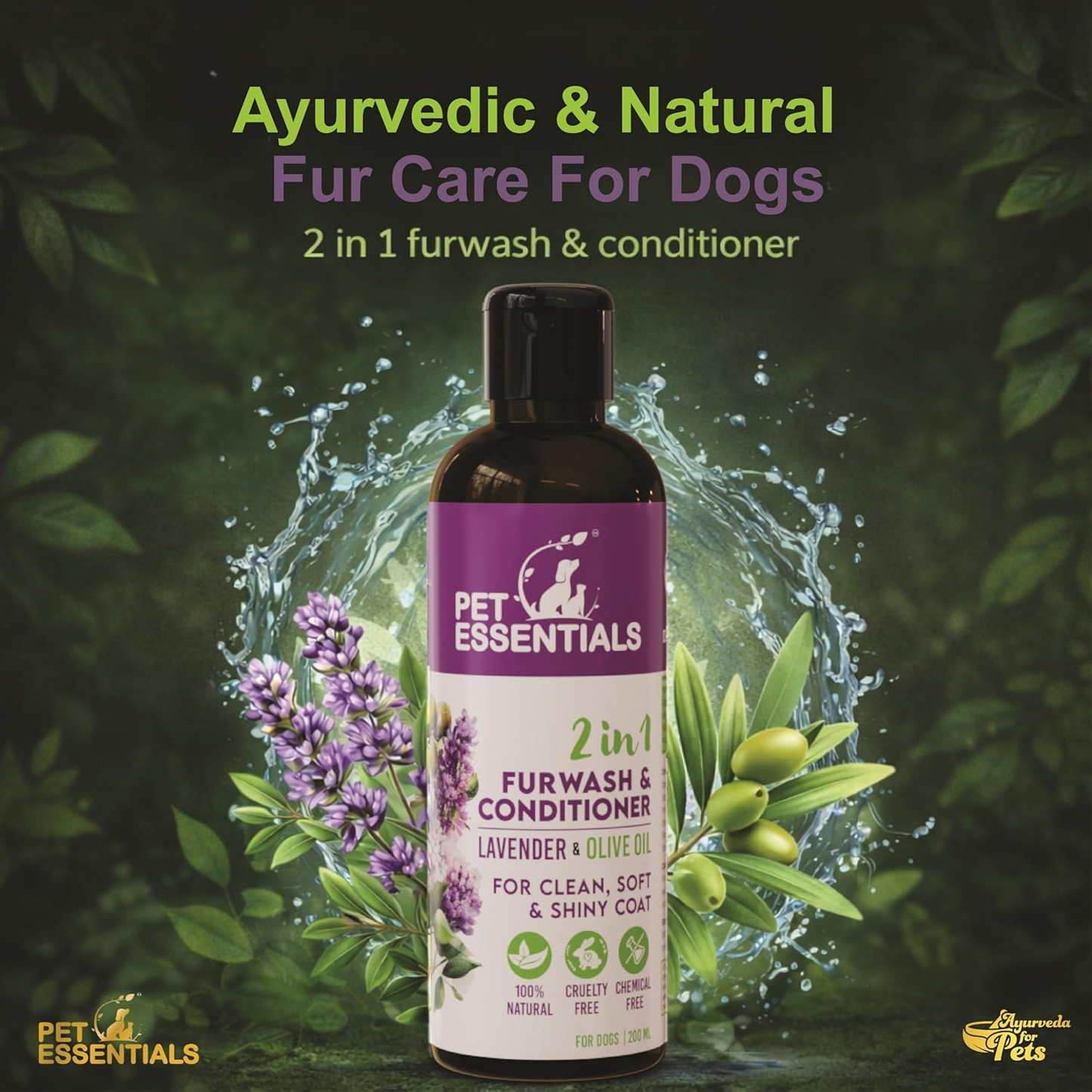 LAVENDER AND OLIVE OIL FURWASH AND CONDITIONER (200ML) - Animeal