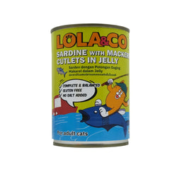 LOLA&CO SARDINE WITH MACKEREL CUTLETS IN JELLY CAT FOOD CAN [400 GM] - Animeal