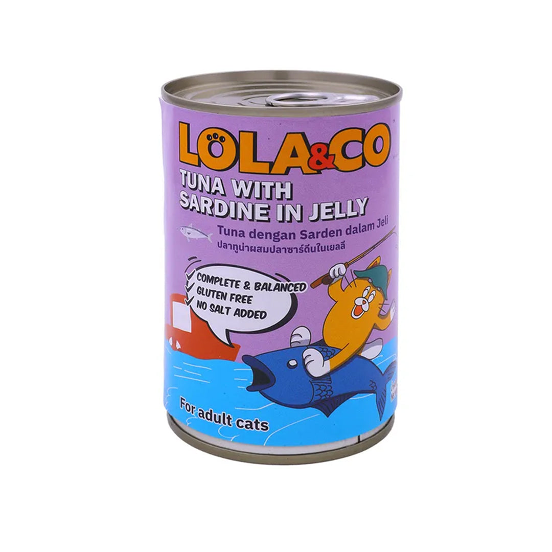 LOLA&CO TUNA WITH SARDINE IN JELLY CAT FOOD CAN [400 GM] - Animeal