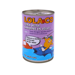 LOLA&CO TUNA WITH SARDINE IN JELLY CAT FOOD CAN [400 GM] - Animeal