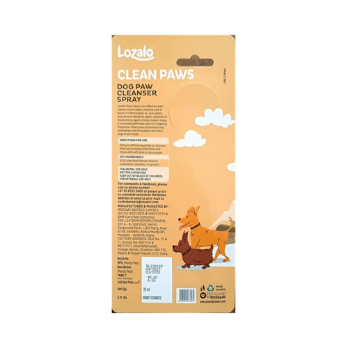 LOZALO CLEAN PAWS SPRAY (S) - Animeal