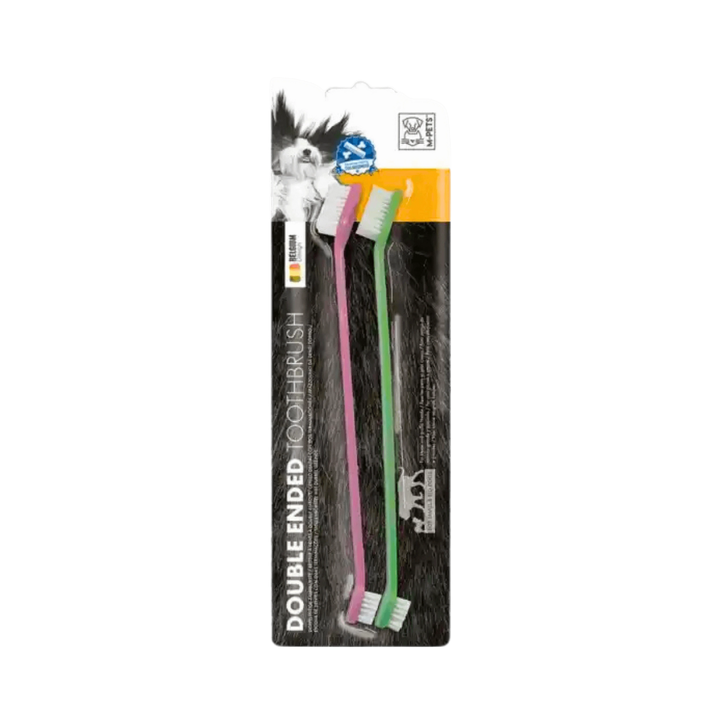 M-PETS DOUBLE ENDED TOOTHBRUSH PINK & GREEN - Animeal