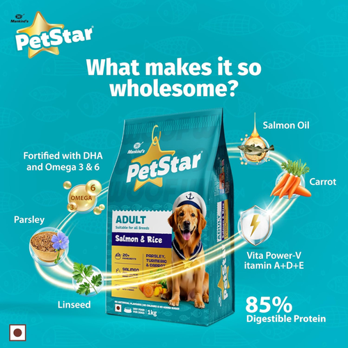 MANKIND PETSTAR SALMON ADULT DOG DRY FOOD [1 KG] - Animeal