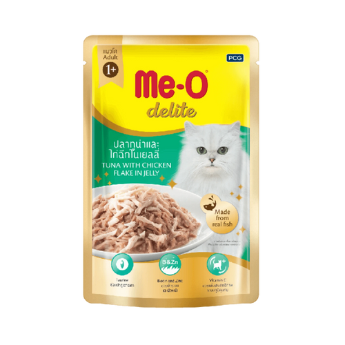 ME-O DELITE JELLY TUNA WT CHIC FLAKE [70 GM] - Animeal