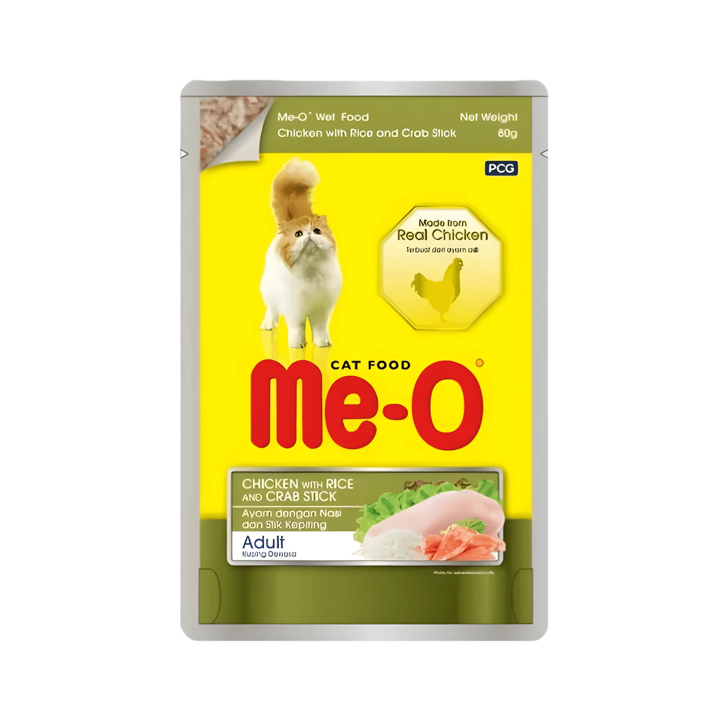 ME-O JELLY ADULT CHIC WT RICE & CRAB STICK [80 GM] - Animeal