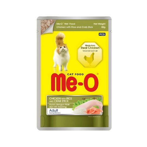 ME-O JELLY ADULT CHIC WT RICE & CRAB STICK [80 GM] - Animeal