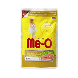 Me-O Adult Salmon Chunks in Gravy Wet Cat Food, 80g - Animeal