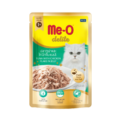 Me-O Delite Jelly Tuna with Chicken Flake Wet Cat Food, 70g - Animeal
