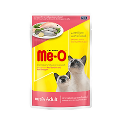 Me-O Jelly Adult Sardine with Red Snapper Wet Cat Food, 80g - Animeal